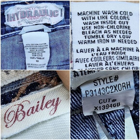 💇♀️Hydraulic Blue Bailey Embroidered Button Pocket Jeans Size 18 - Picture 11 of 12